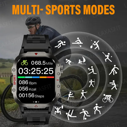 Smart Watch Bluetooth Voice Call Smart Watch with LED Flashlight Health Monitor Outdoor Sports Smart Watch