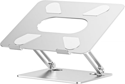 Laptop Stand, Adjustable Multi-Angle Laptop Holder, Compatible for Laptops up to 17 Inches, Sturdy Aluminum & Silicone, Silver