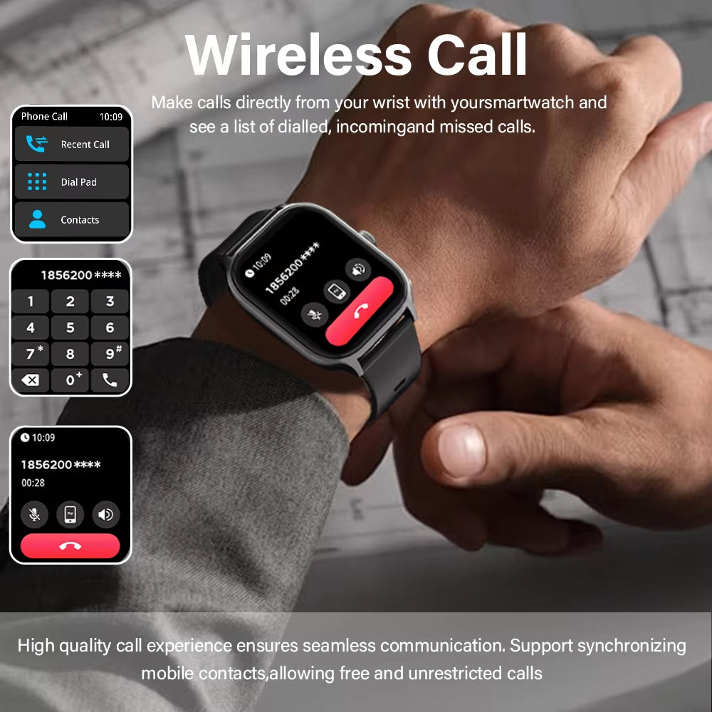 New Smart Watch 2.01 Inch Smart Watch Bluetooth Call Men Women IP68 Waterproof Sports Fitness Smart Watch