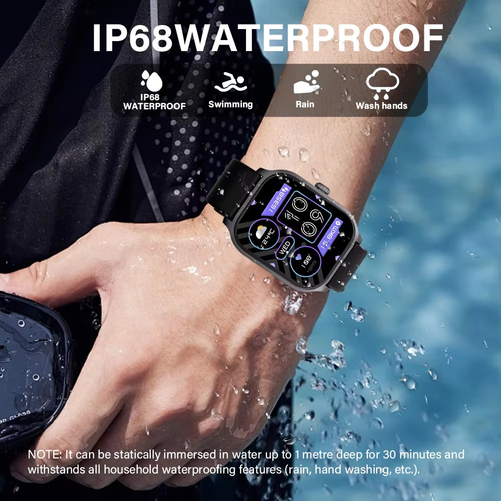 New Smart Watch 2.01 Inch Smart Watch Bluetooth Call Men Women IP68 Waterproof Sports Fitness Smart Watch